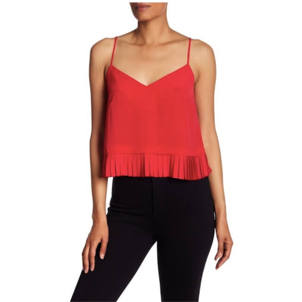 French Connection Solid Crepe Pleated Tank Top